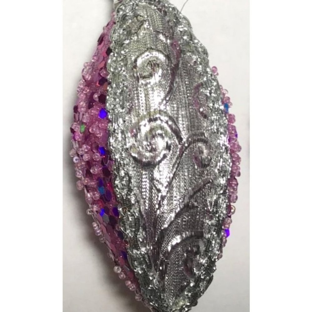 Set of 3 Embellished Purple Sugared Icicle Ornaments 5" Rhinestones Sequins - Picture 4 of 4